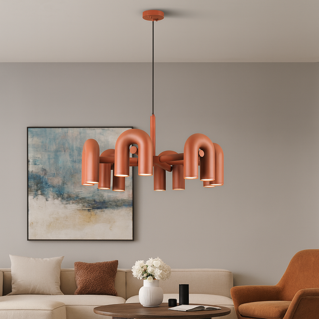Lustre Bauhaus Moderne avec Éclairage LED - Design Géométrique et Ambiance Chaleureuse