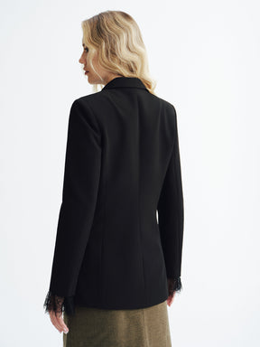 Blazer Ajusté Femme Chic - Détails en Dentelle Élégante