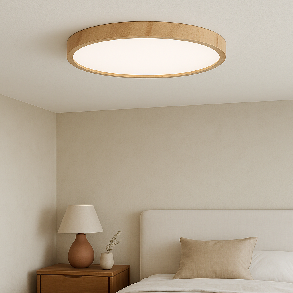 Lampe de Plafond en Bois Naturel - Design Contemporain et Éclairage Doux