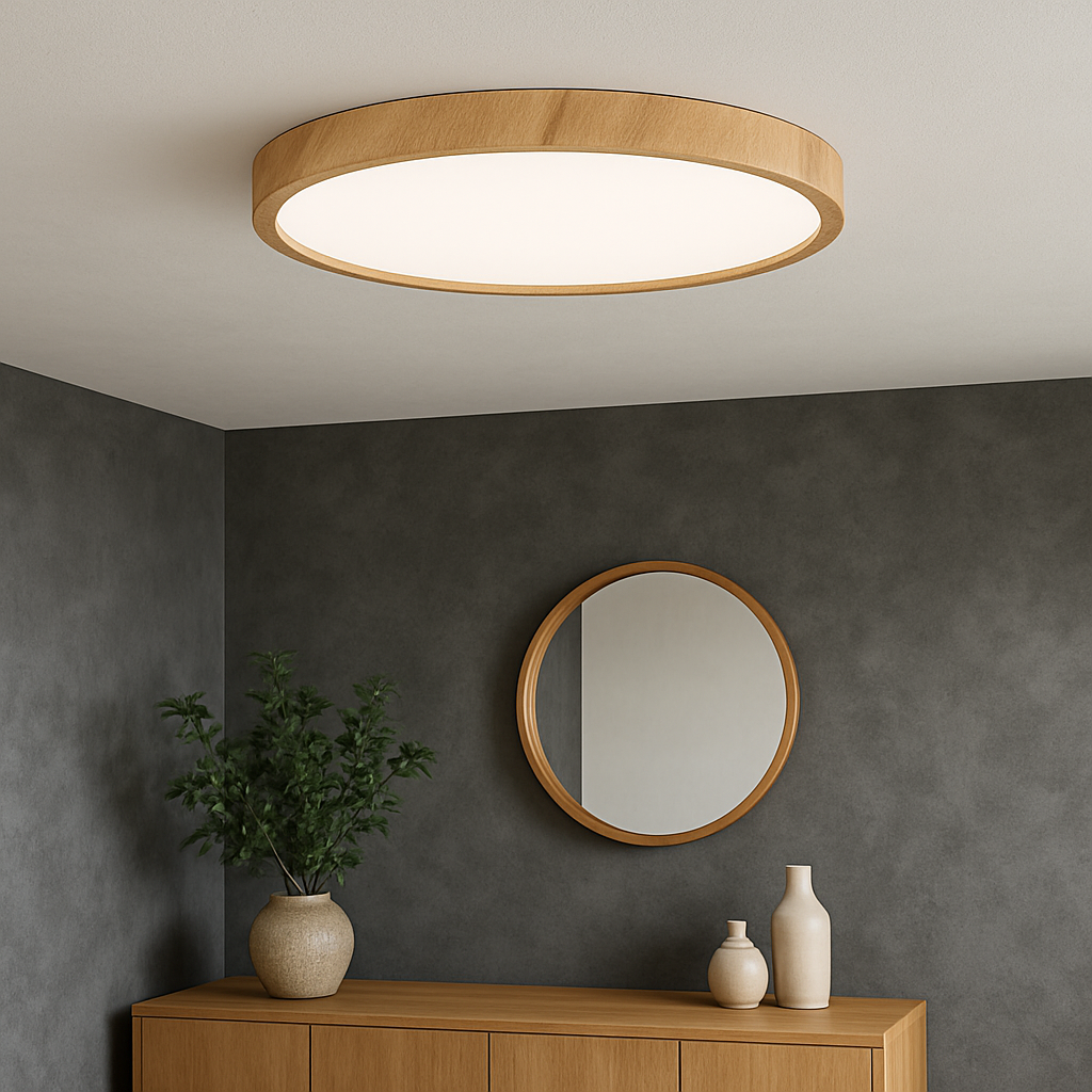 Lampe de Plafond en Bois Naturel - Design Contemporain et Éclairage Doux