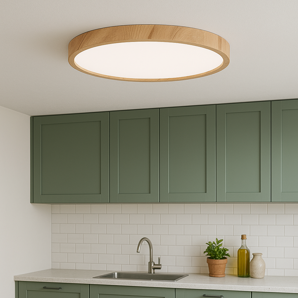 Lampe de Plafond en Bois Naturel - Design Contemporain et Éclairage Doux