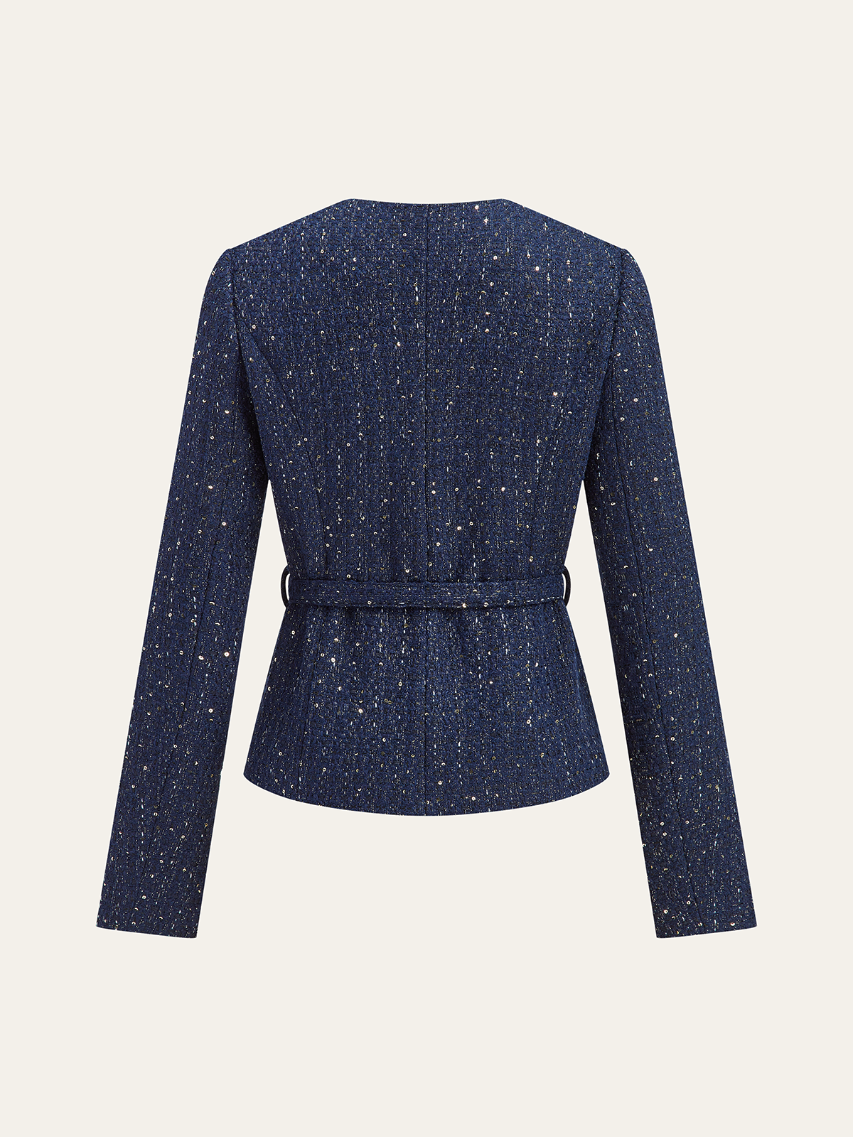 Veste en Tweed Métallique - Style Contemporain et Ceinturée