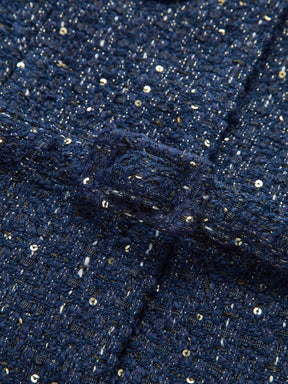 Veste en Tweed Métallique - Style Contemporain et Ceinturée