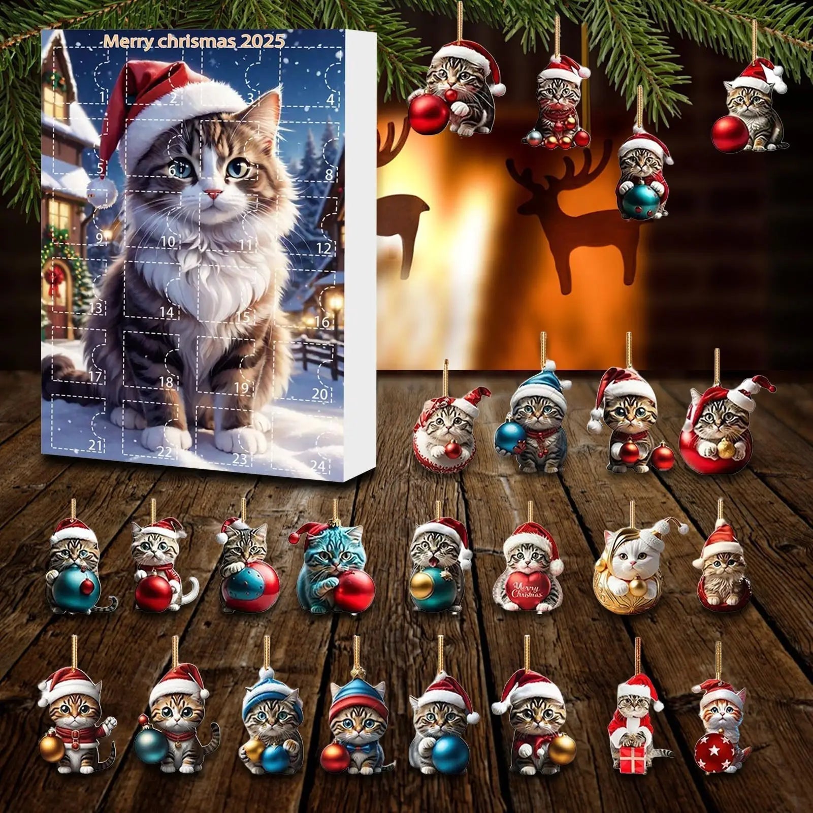 Ornements de Noël en Forme de Chat | Décorations Acryliques Durables et Amusantes