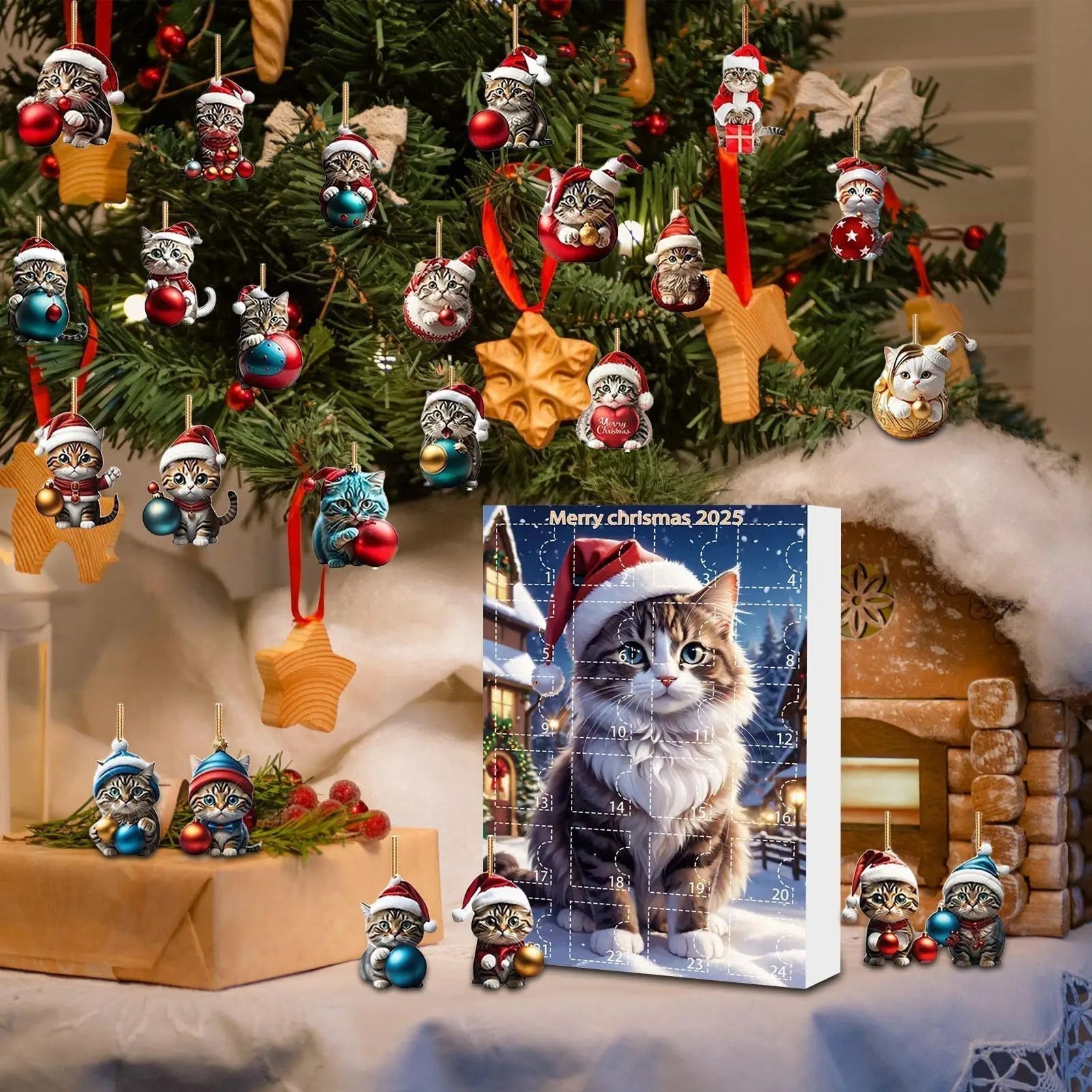 Ornements de Noël en Forme de Chat | Décorations Acryliques Durables et Amusantes