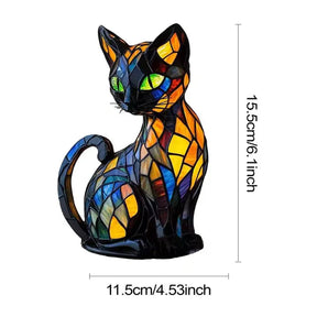 Lampe de Table en Verre Coloré | Design de Chat Fait Main et Chaleureux