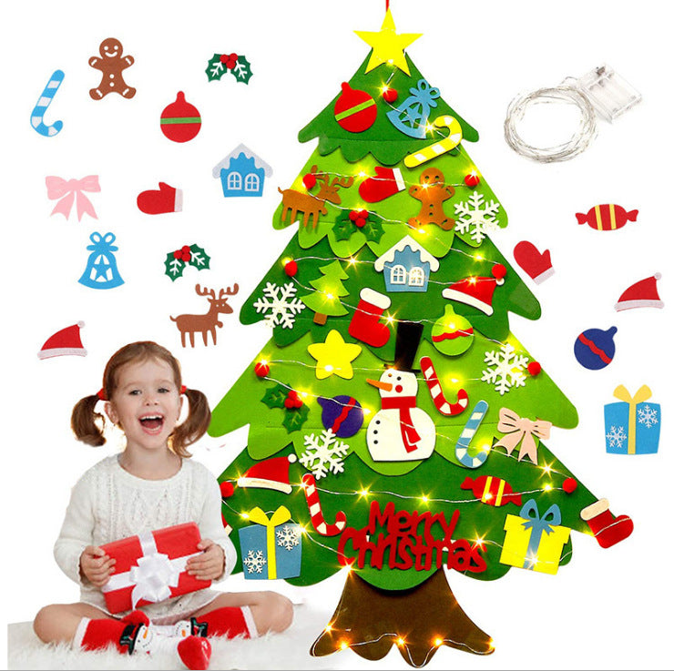Arbre de Noël Mural Interactif - Décoration Festive avec Ornements en Feutre