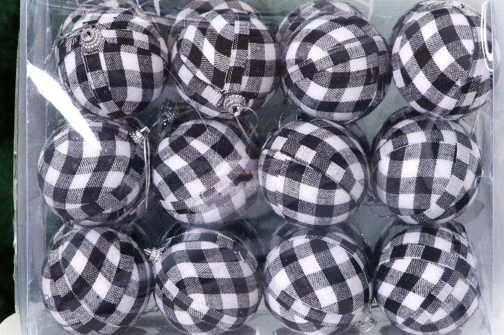 Boules de Noël à Carreaux - Décoration Festive et Chaleureuse