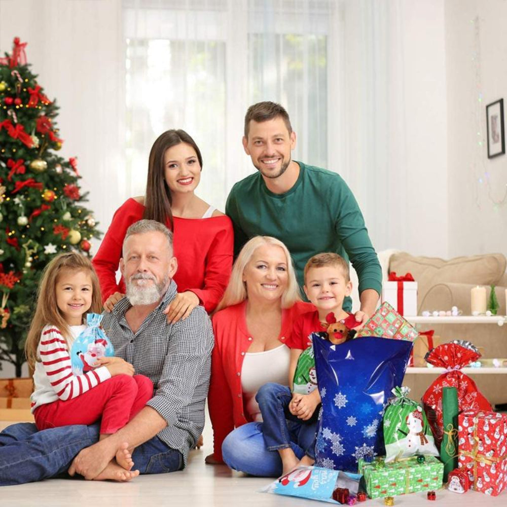Sacs Cadeaux de Noël Réutilisables - Emballage Festif Rapide et Écologique