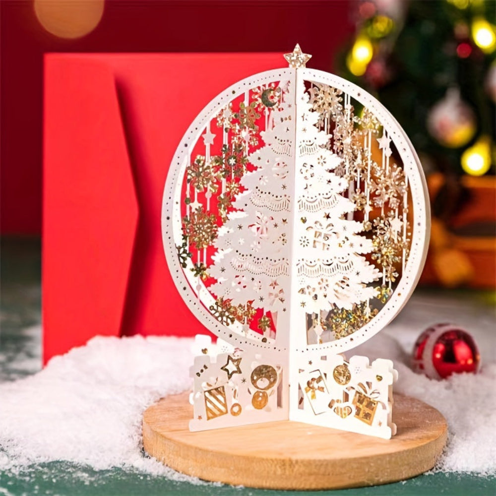 Carte de vœux pop-up 3D - Affichage d'arbre festif et décoratif