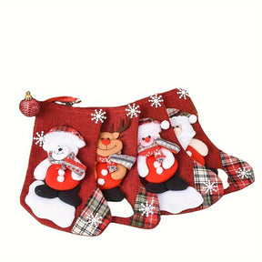 Chaussettes de Noël Décoratives - Ensemble Festif avec Père Noël et Renne