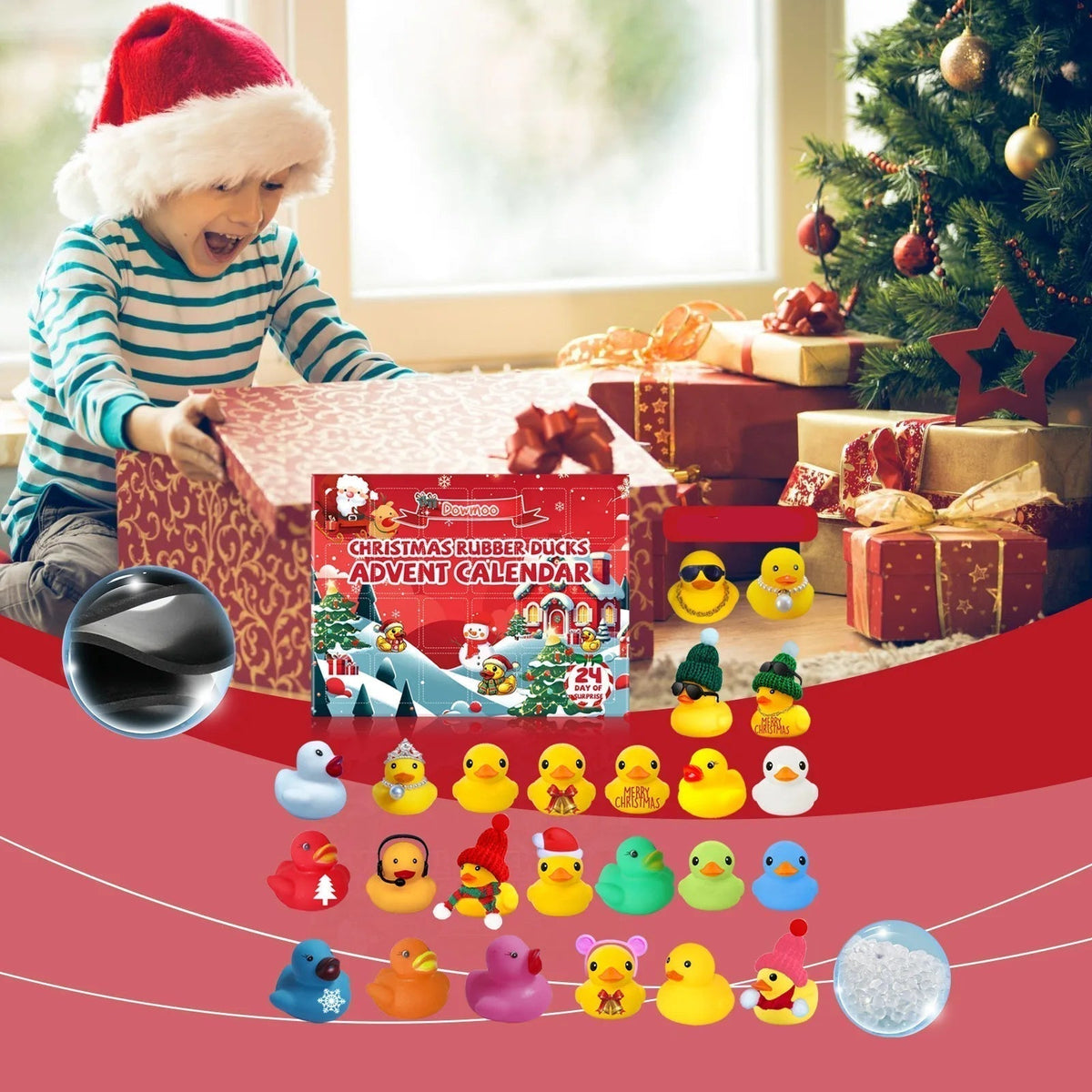 Calendrier de l'Avent Canards en Caoutchouc - 24 Surprises Festives pour Enfants