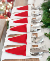 Sacs à Couverts de Noël - Design Festif en Chapeau de Santa