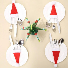 Sacs à Couverts de Noël - Design Festif en Chapeau de Santa