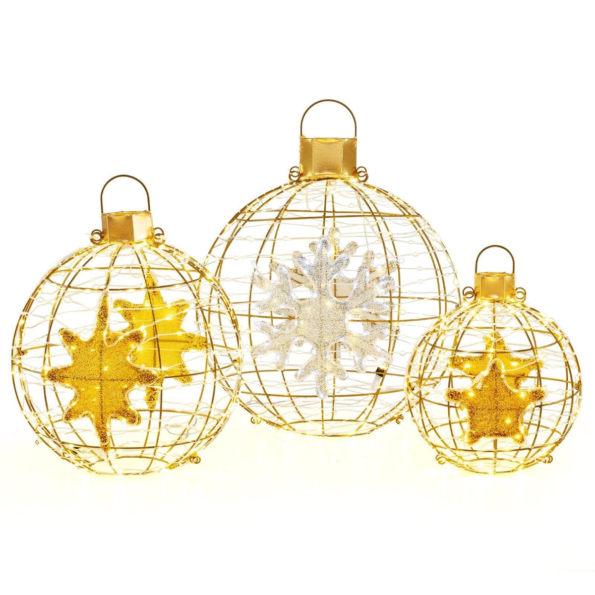 Boules Lumineuses LED de Noël - Ensemble de 3 Décorations Éblouissantes