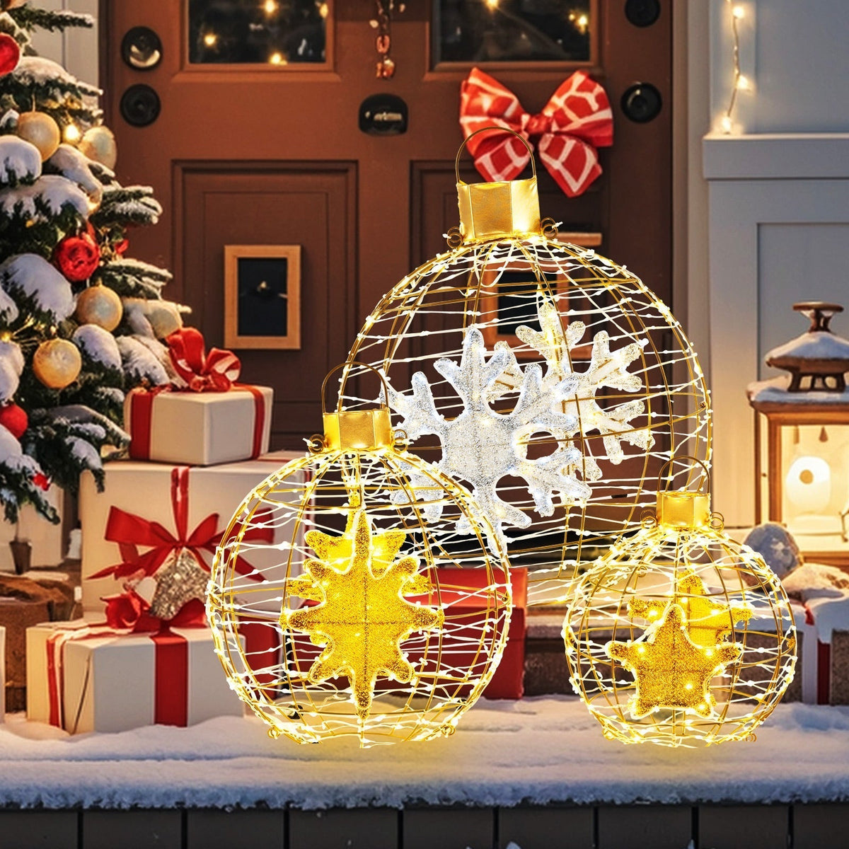 Boules Lumineuses LED de Noël - Ensemble de 3 Décorations Éblouissantes
