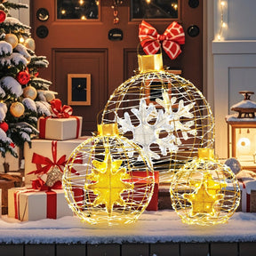 Boules Lumineuses LED de Noël - Ensemble de 3 Décorations Éblouissantes