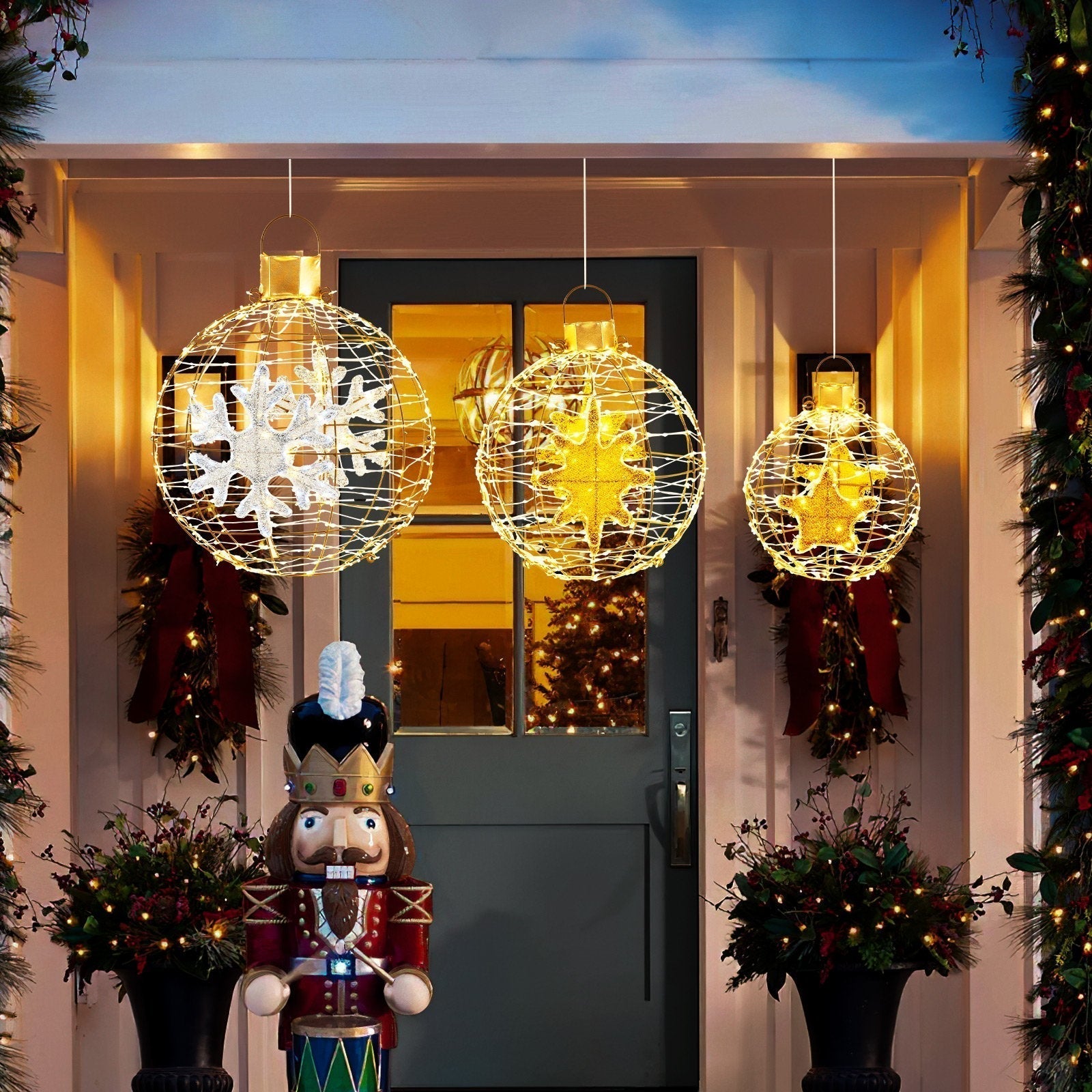 Boules Lumineuses LED de Noël - Ensemble de 3 Décorations Éblouissantes