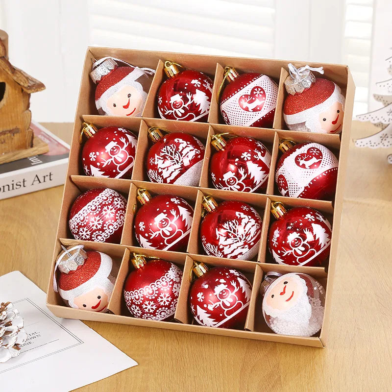 Ornements de Sapin de Noël Élégants - Ensemble de 16 Boules Luxueuses