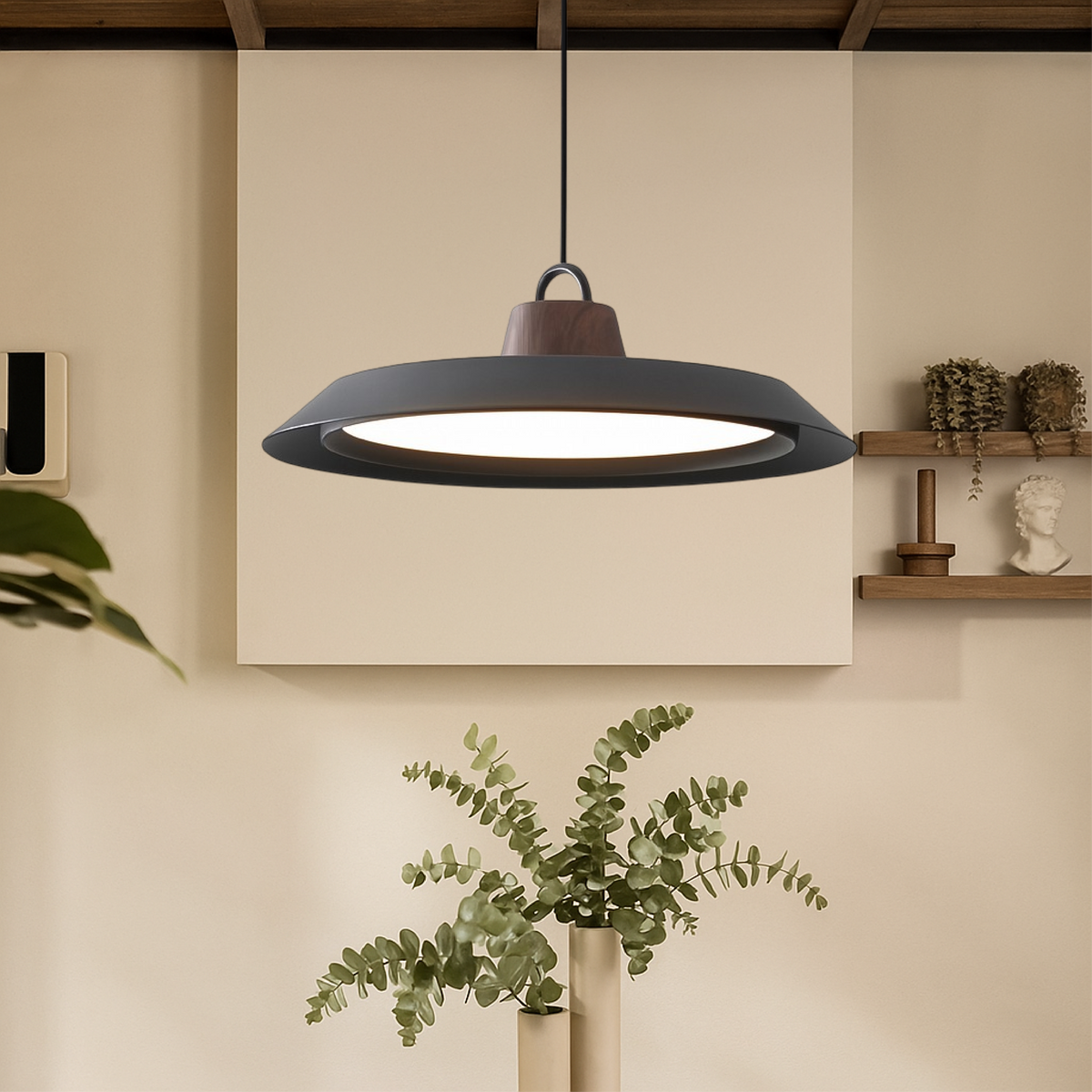 Lampe Suspendue Scandinave en Bois - Élégance Minimaliste pour Intérieur