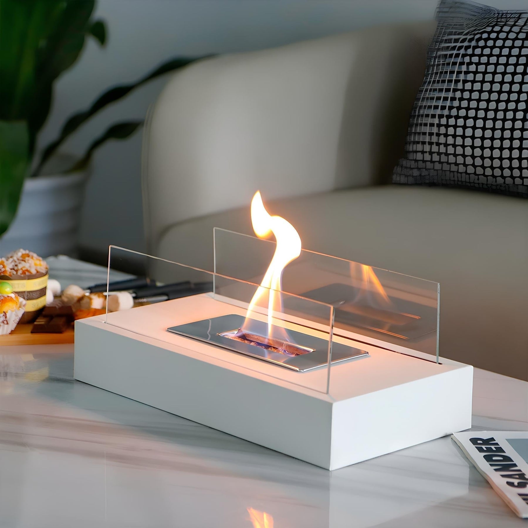 Foyer de Table Portable - Effet de Flamme Réaliste et Élégant