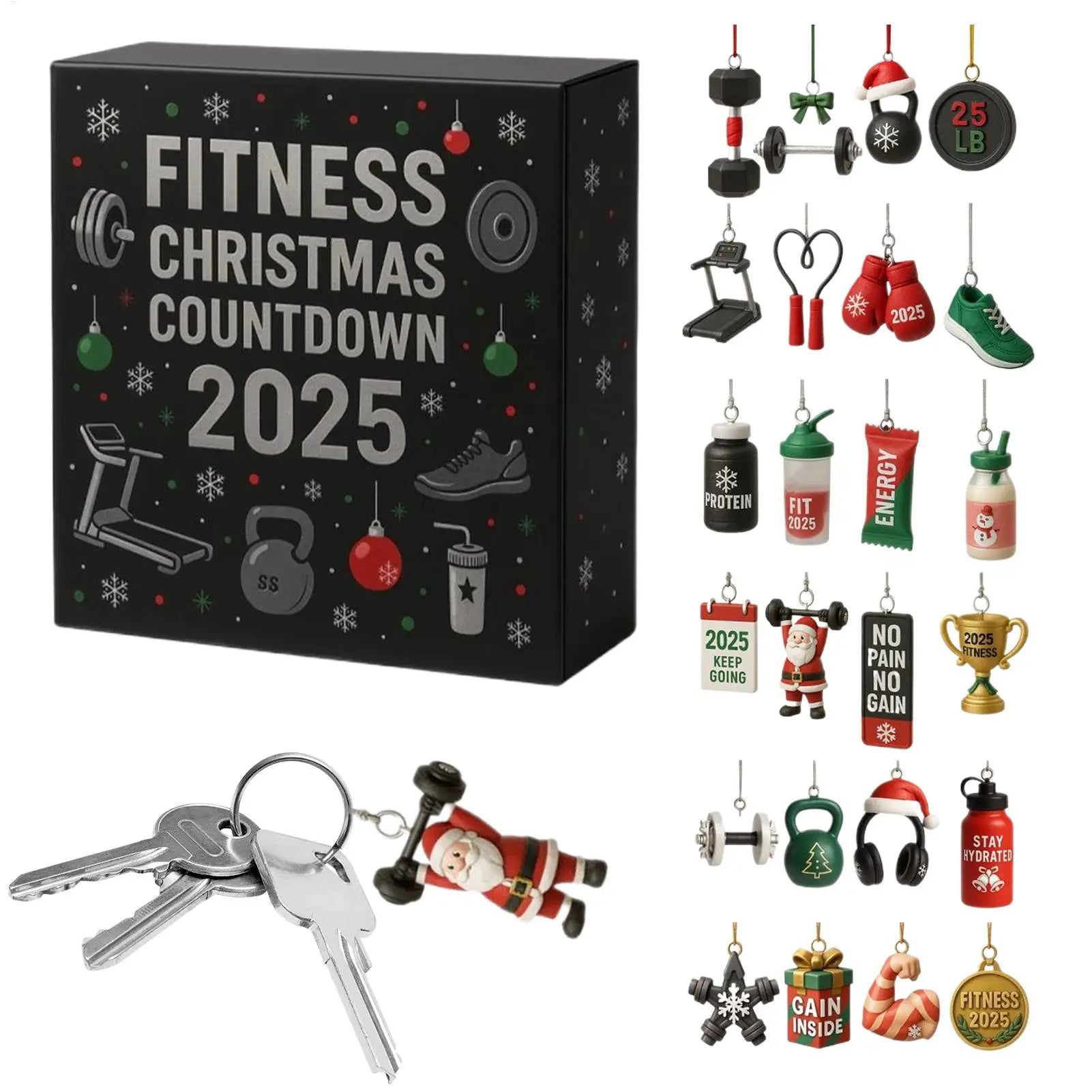 Calendrier de l'Avent Fitness | Décorations en Acrylique Joyeuses