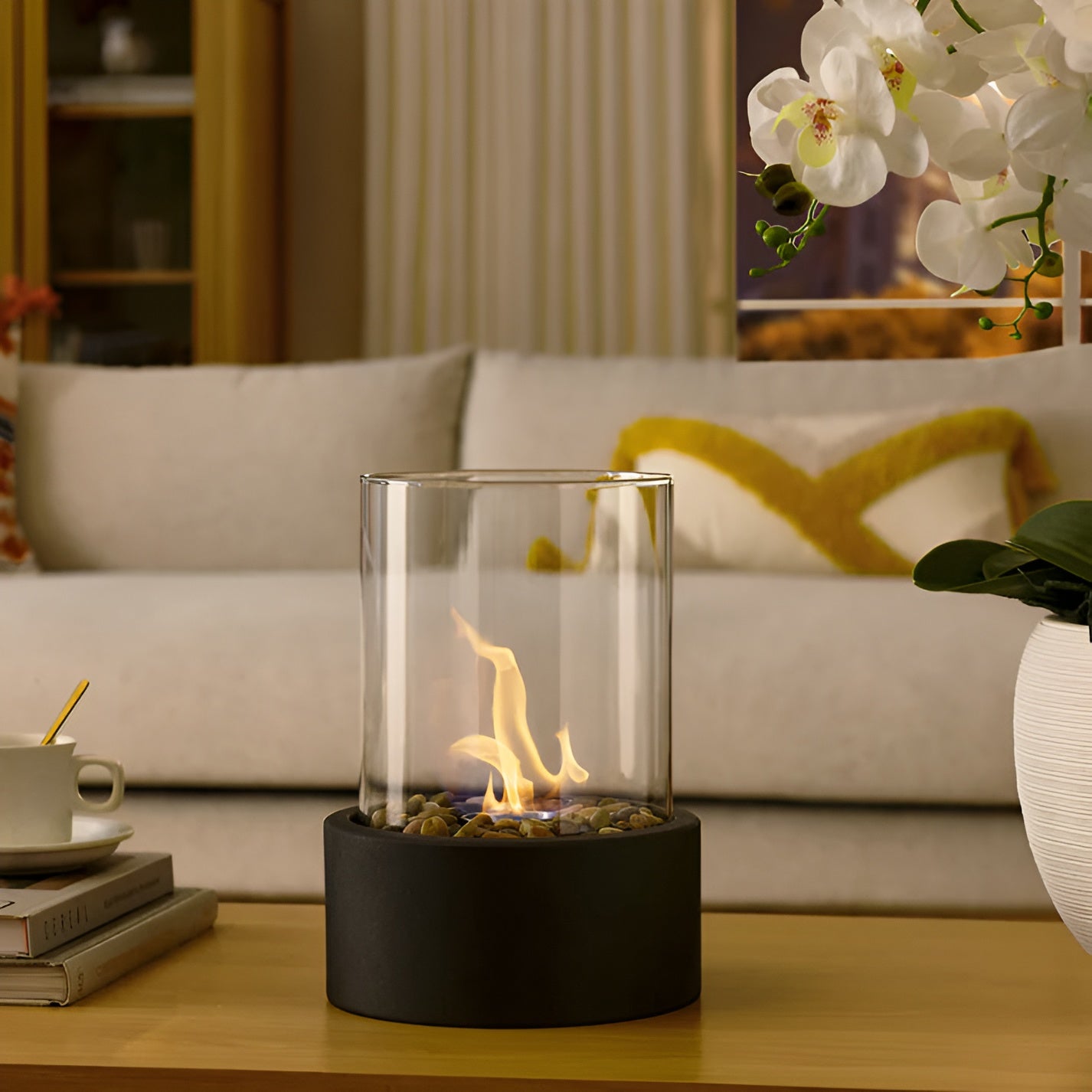 Cheminée de Table Éthanol | Design Élégant pour Intérieur et Extérieur
