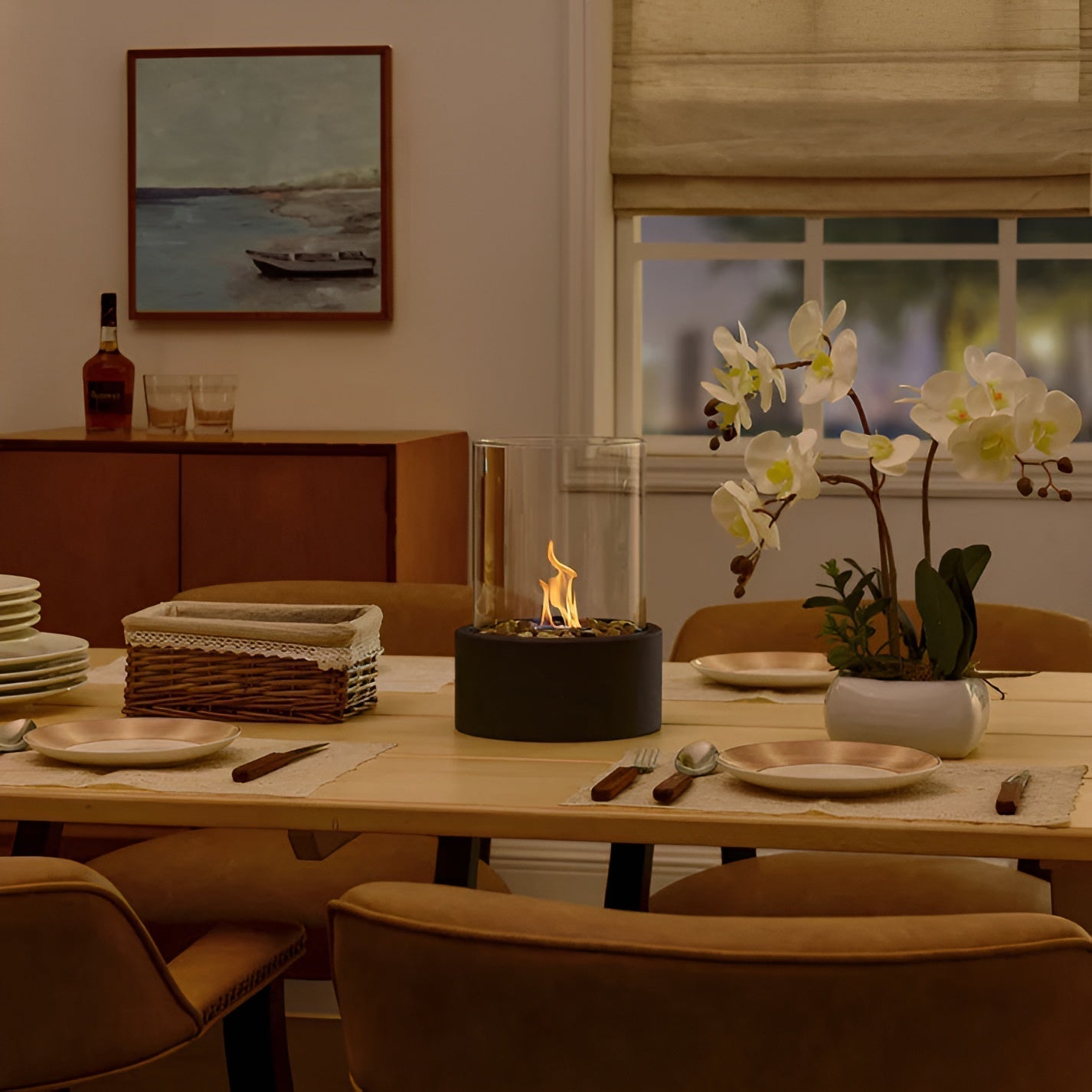 Cheminée de Table Éthanol | Design Élégant pour Intérieur et Extérieur