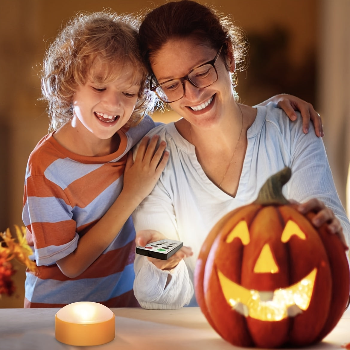 Bougies LED Jack-O’-Lantern SANS Flamme - Décoration Sûre et Durable pour Halloween