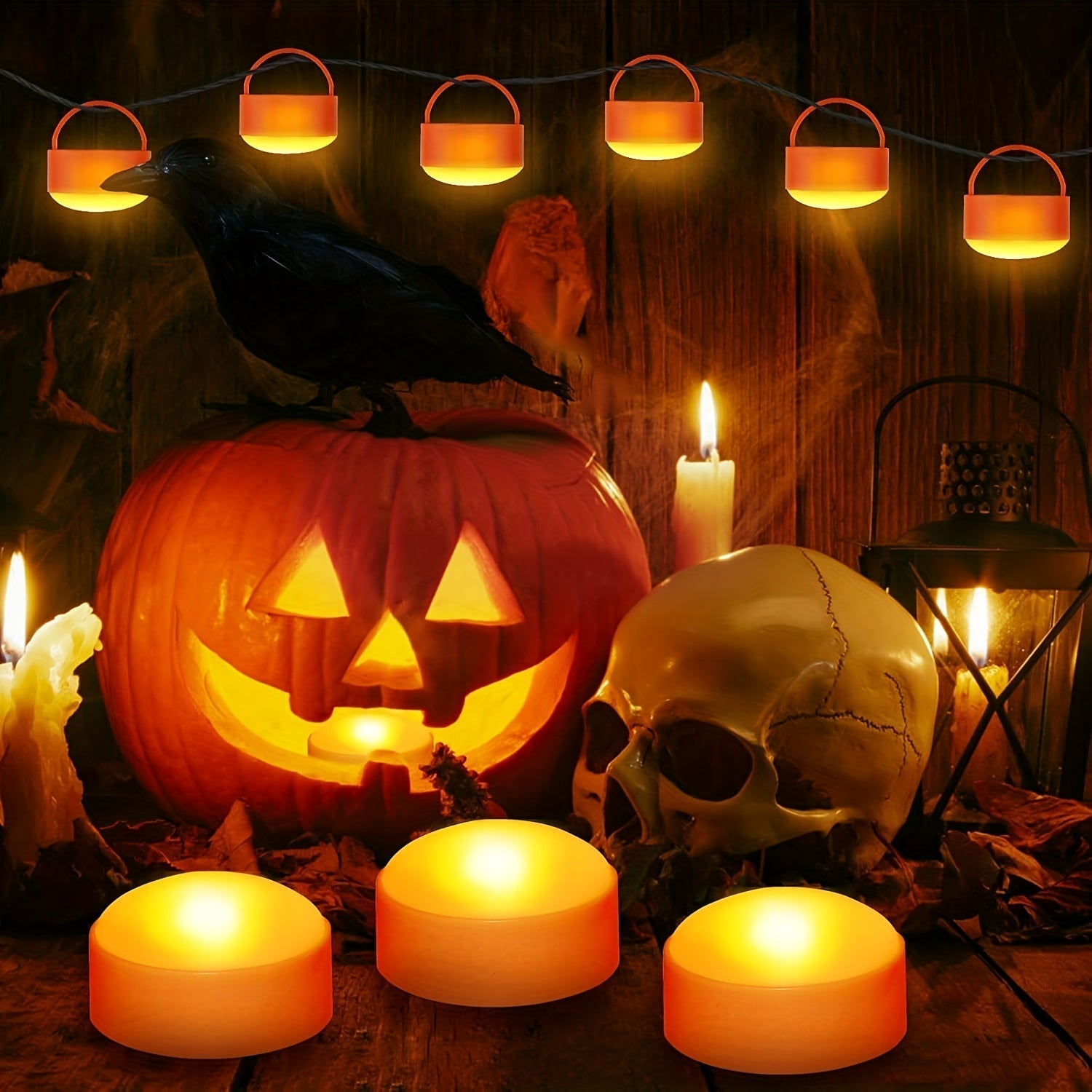 Bougies LED Jack-O’-Lantern SANS Flamme - Décoration Sûre et Durable pour Halloween