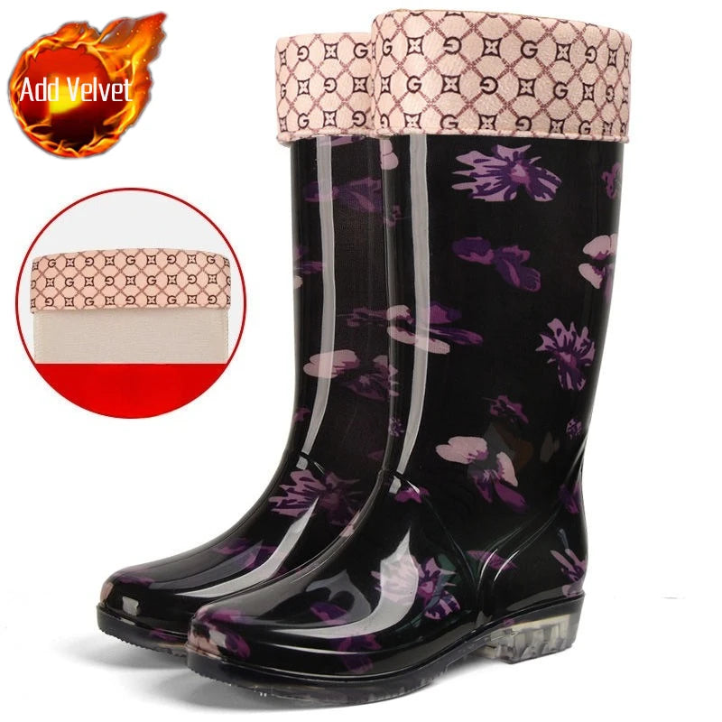 Bottes d'hiver imperméables pour femmes - Imprimé Floral et Confort Optimal