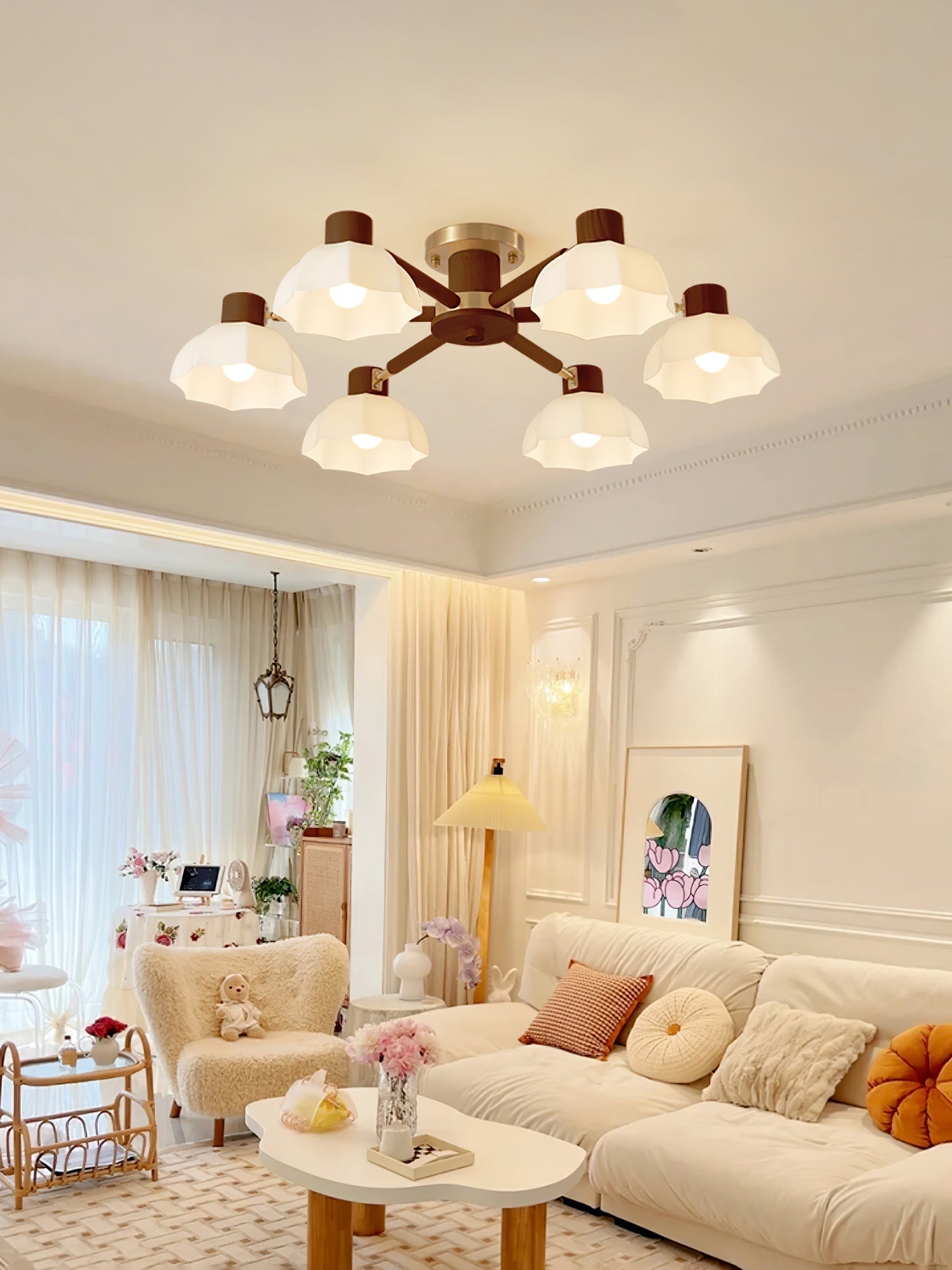 Lampe de Plafond Fleurie - Éclairage Ambiance Élégant et Naturel