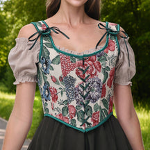 Corset Floral Ajusté - Élégance Romantique avec Laçage
