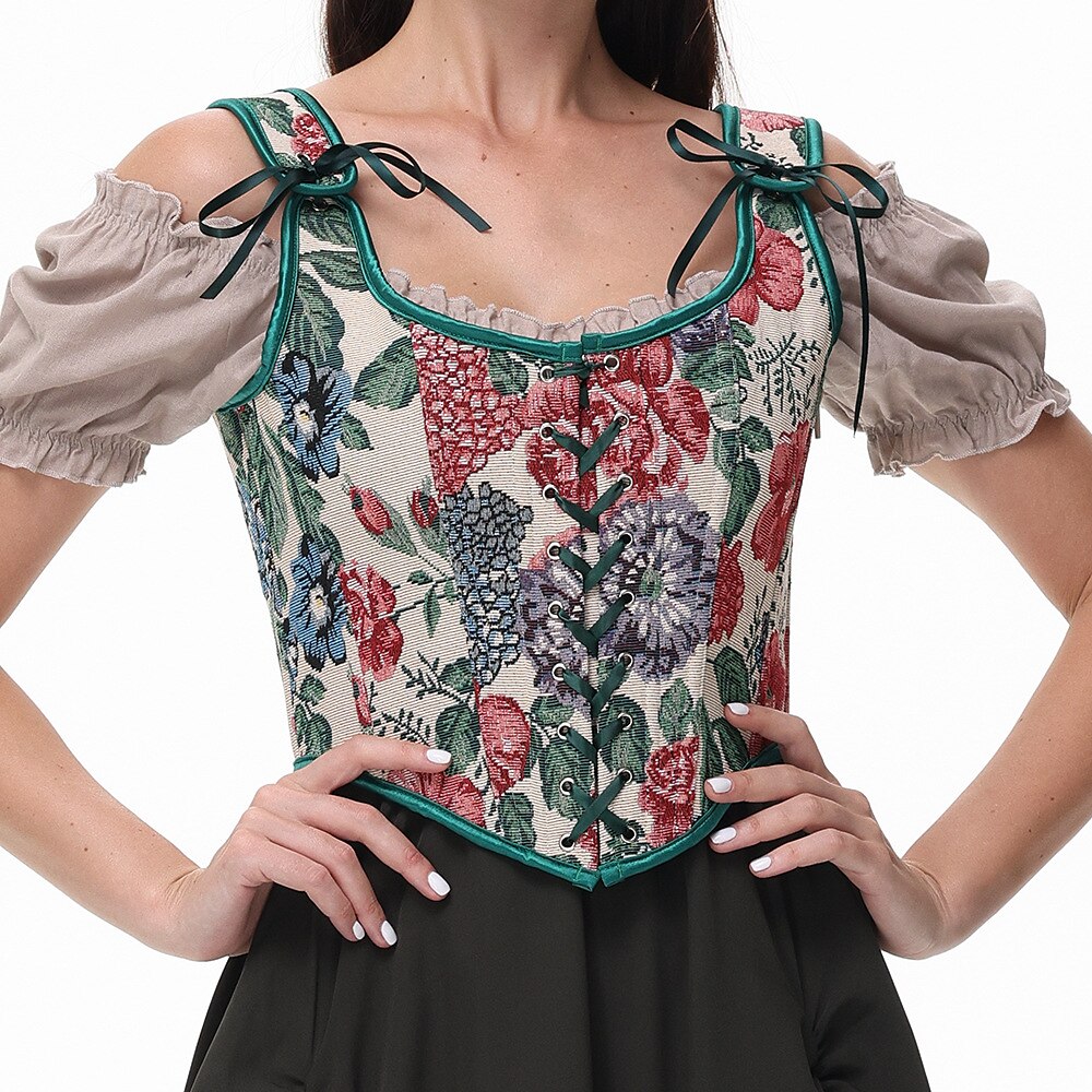 Corset Floral Ajusté - Élégance Romantique avec Laçage