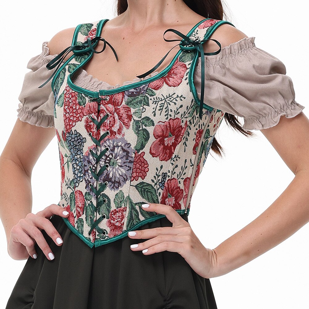 Corset Floral Ajusté - Élégance Romantique avec Laçage