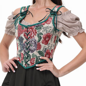 Corset Floral Ajusté - Élégance Romantique avec Laçage