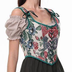 Corset Floral Ajusté - Élégance Romantique avec Laçage