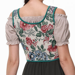 Corset Floral Ajusté - Élégance Romantique avec Laçage