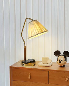 Lampe de Table en Tissu Luxe - Base Dorée et Design Élégant