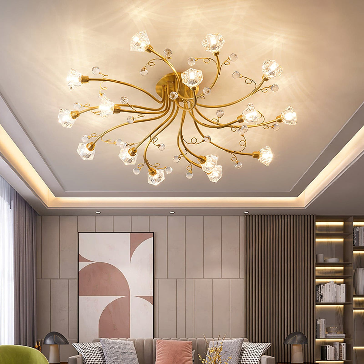 Lampe de Plafond Florale Romantique - Éclairage Doux et Ambiance Conviviale
