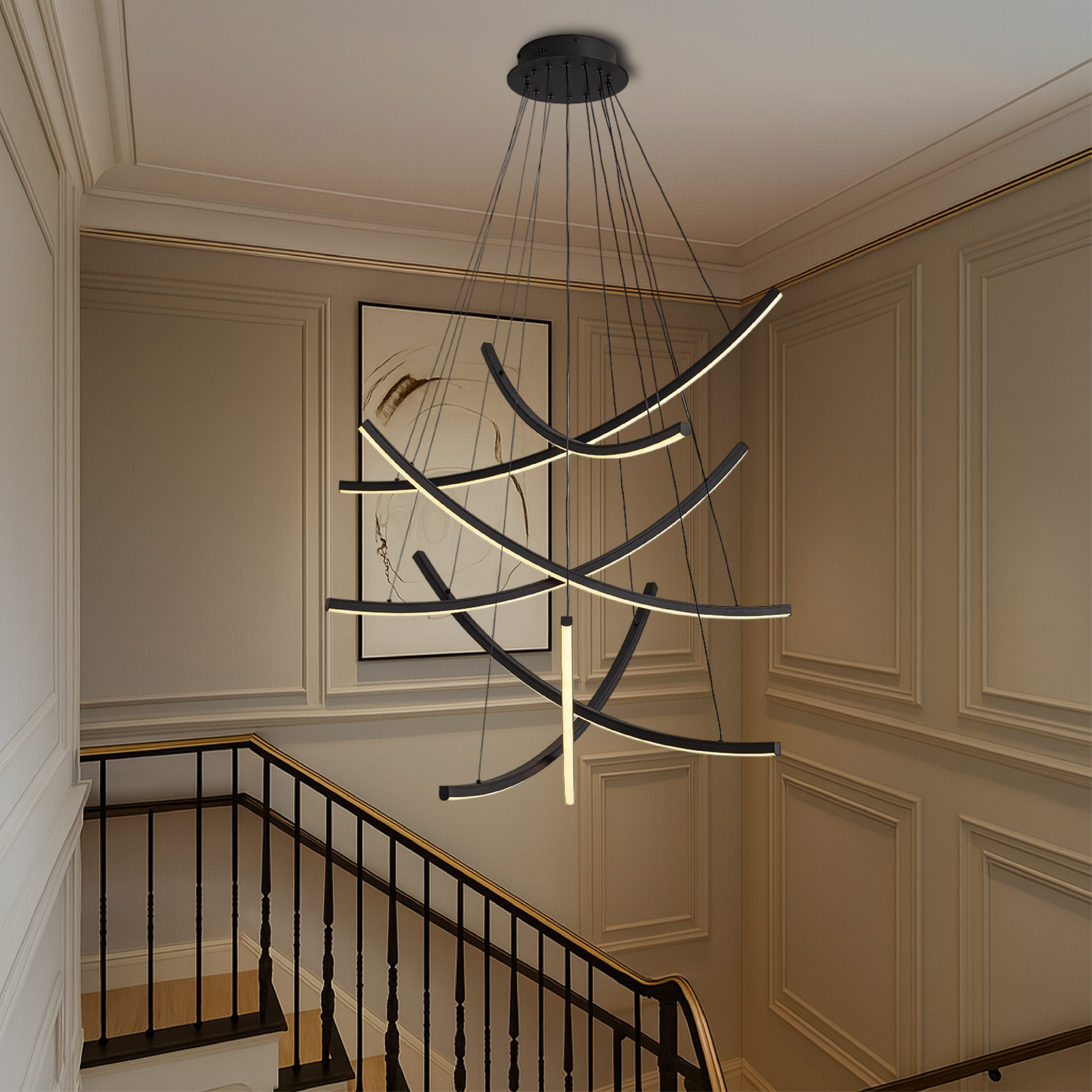 Lustre d'Escalier Scandinave - Design Minimaliste et Éclairant