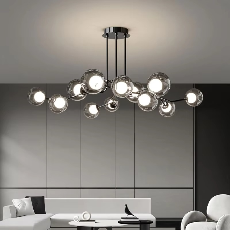 Lampe de Plafond en Verre Fumé - Élégance Contemporaine et Chaleur Atmosphérique