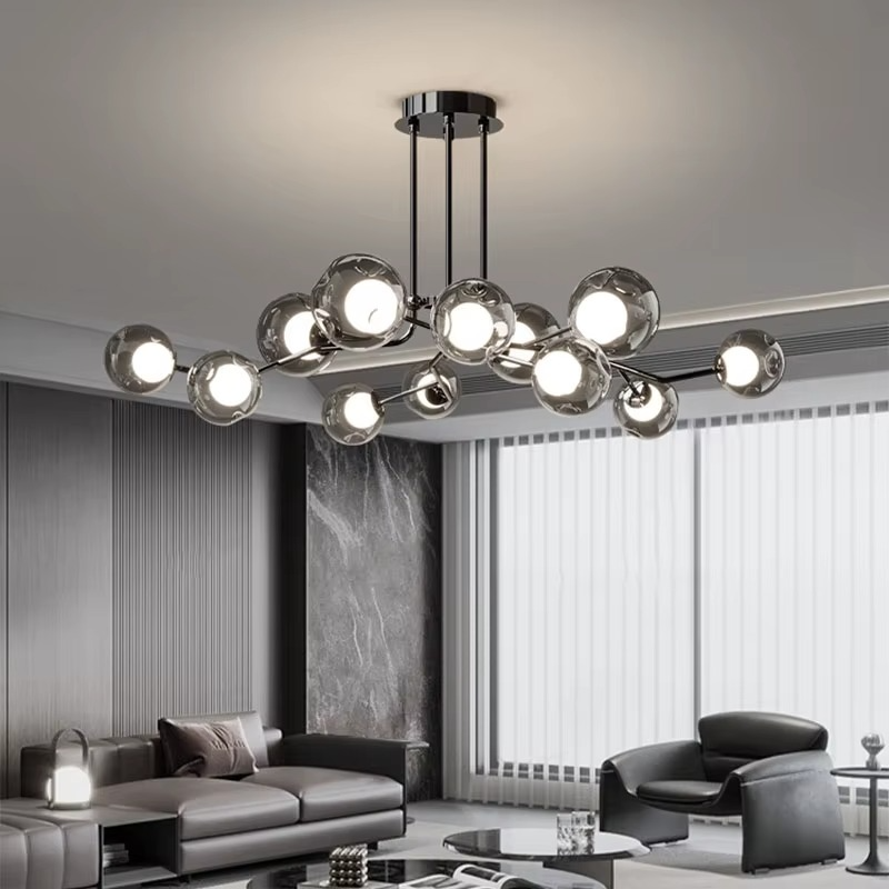 Lampe de Plafond en Verre Fumé - Élégance Contemporaine et Chaleur Atmosphérique