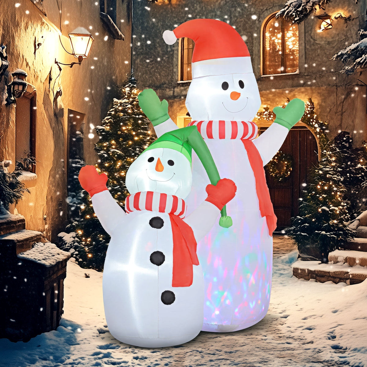 Bonhomme de Neige Gonflable Éclairé - Décoration Festive pour Jardin