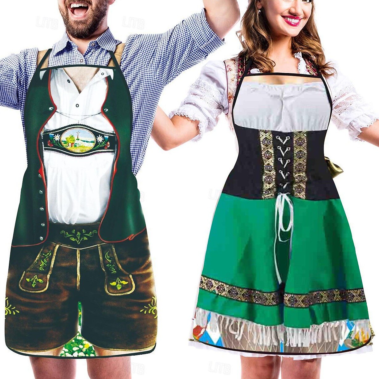 Tabliers Oktoberfest Amusants pour Couples - Look Traditionnel et Humoristique