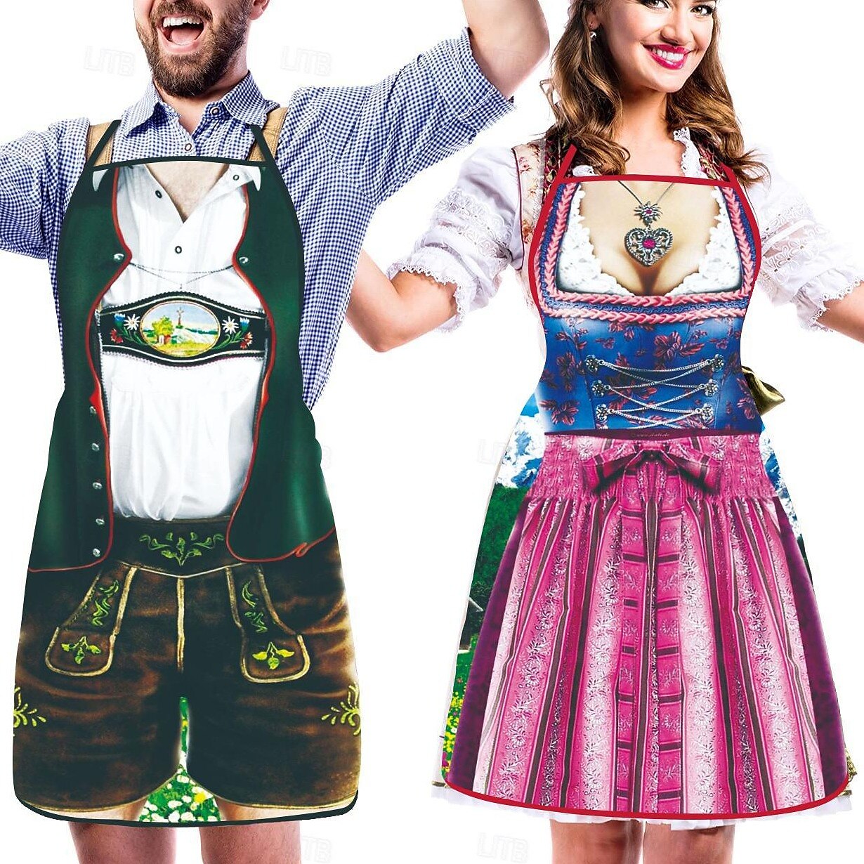 Tabliers Oktoberfest Amusants pour Couples - Look Traditionnel et Humoristique