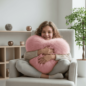 Coussin en Fausse Fourrure en Cœur | Élégant et Confortable pour Décoration Moderne