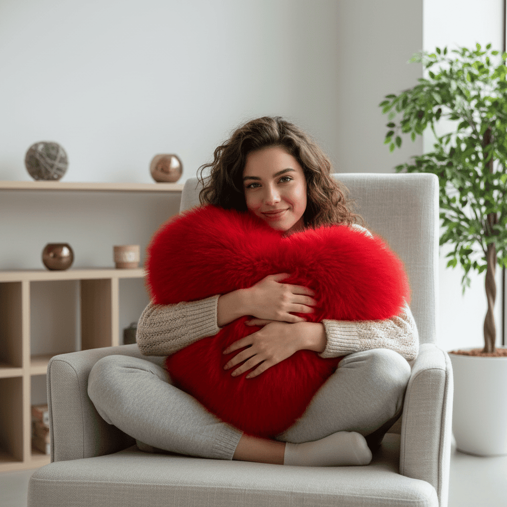Coussin en Fausse Fourrure en Cœur | Élégant et Confortable pour Décoration Moderne