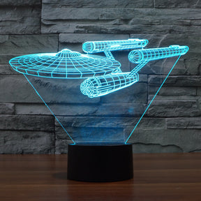 Lampe LED Vaisseau Spatial 3D - Illusion Optique et Éclairage Multicolore