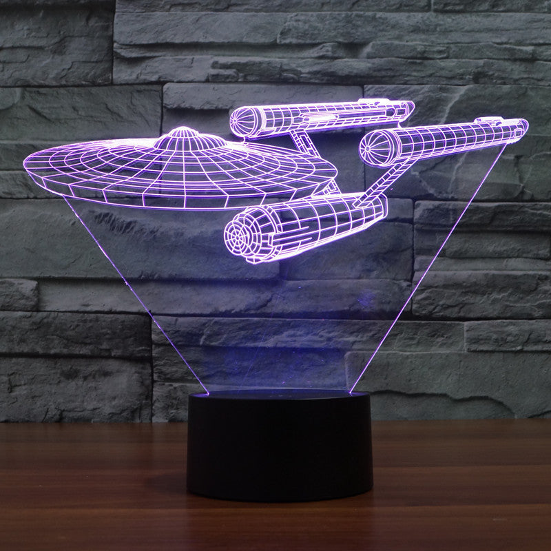 Lampe LED Vaisseau Spatial 3D - Illusion Optique et Éclairage Multicolore